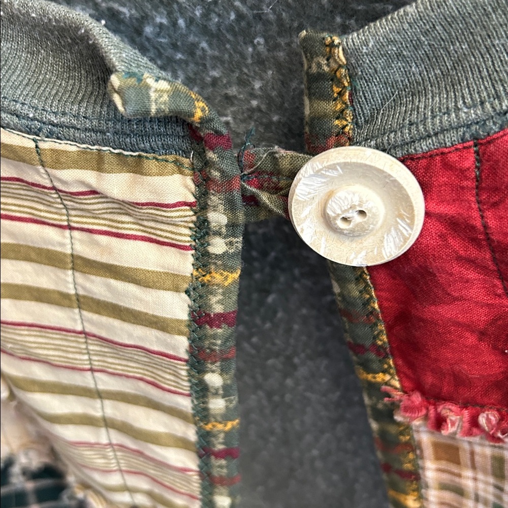 Vintage Handmade Patchwork Quilted Button Cardiga… - image 7